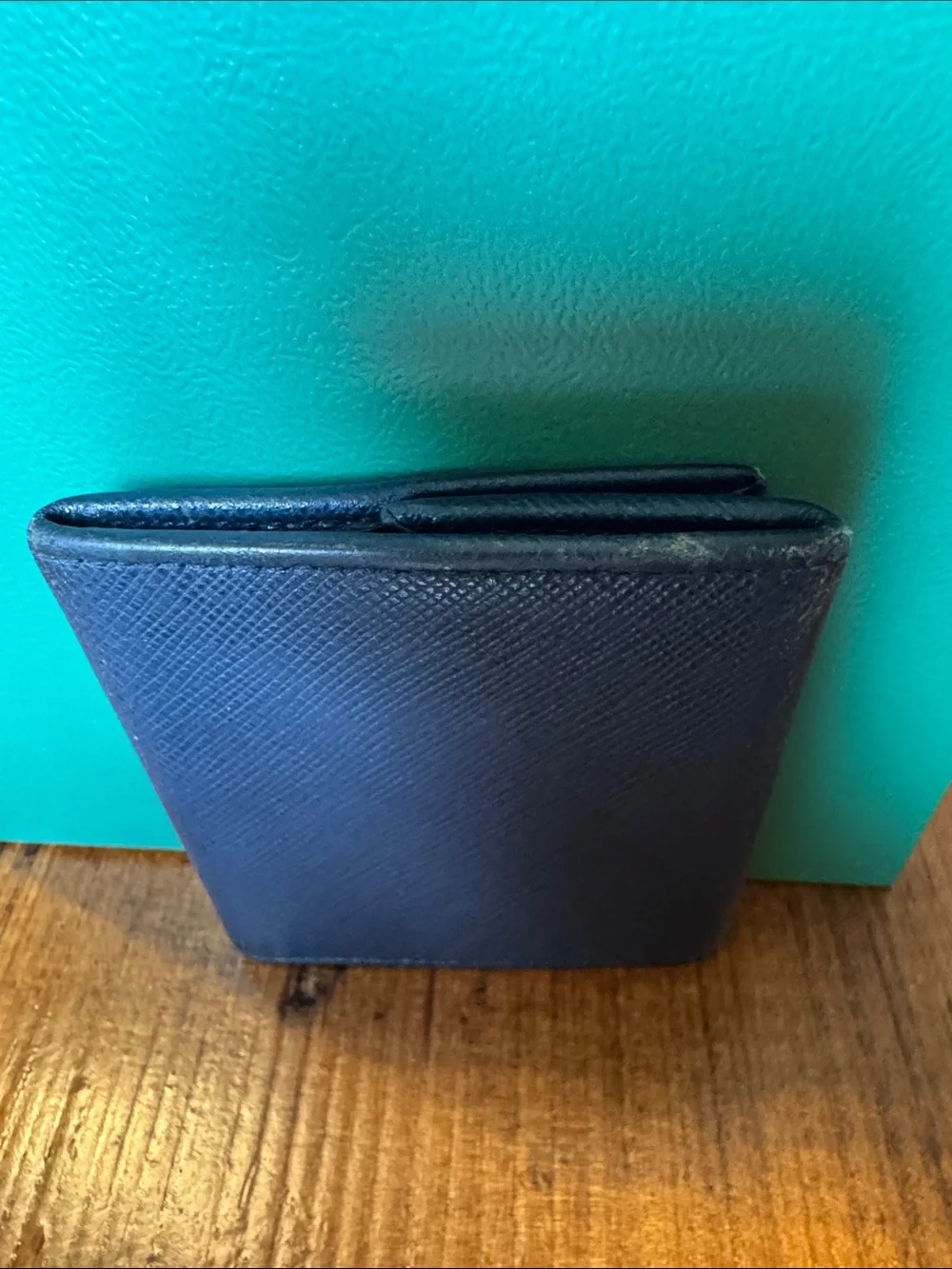 Prada Black Saffiano Leather snap pouch